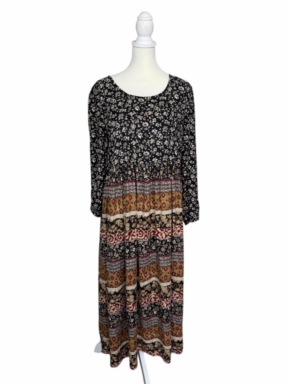 Vintage Molly Malloy Dress LGE Boho Floral Patchwork Maxi Prairie Cottagecore